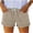 Khaki, variant on Straight Leg Shorts For Women Drawstring Elastic Waist Cuffed Hem Trendy Shorts with Pockets Casual Workout Summer Clothes Light Blue