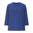 thumbnail image 4 of Sevevn Women Sexy 3/4 Sleeve Sequins Loose Polluer Solid V-Neck Blouse Shirt Early Access Deals Blue S, 4 of 6