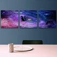 thumbnail image 3 of IDEA4WALL 3 Pieces Modern Canvas Wall Art Bird on Cat Tail Standing on Branch Under Colorful Nebula Canvas Prints for Home Wall Decor - 16"x16"x3 Panels, 3 of 5
