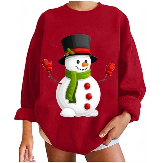 asdoklhq Clearance Plus Size Christmas Clothing,Christmas Sweatshirt for Women Oversized Graphic Casual Crewneck Long Sleeve Pullover Sweatshirt Tops Shirt Blouse