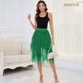 thumbnail image 6 of JASGOOD Tulle Skirts for Women High Low Layered Irregular A-Line Midi Skirt Elastic High Waist Party Skirt, 6 of 7