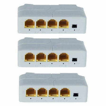 4 Port POE Extender 10/100/1000Mbps 1 in 3 Out Gigabit PoE Extender 1 to 3 Network Switch Repeater for PoE Switch 3Pcs