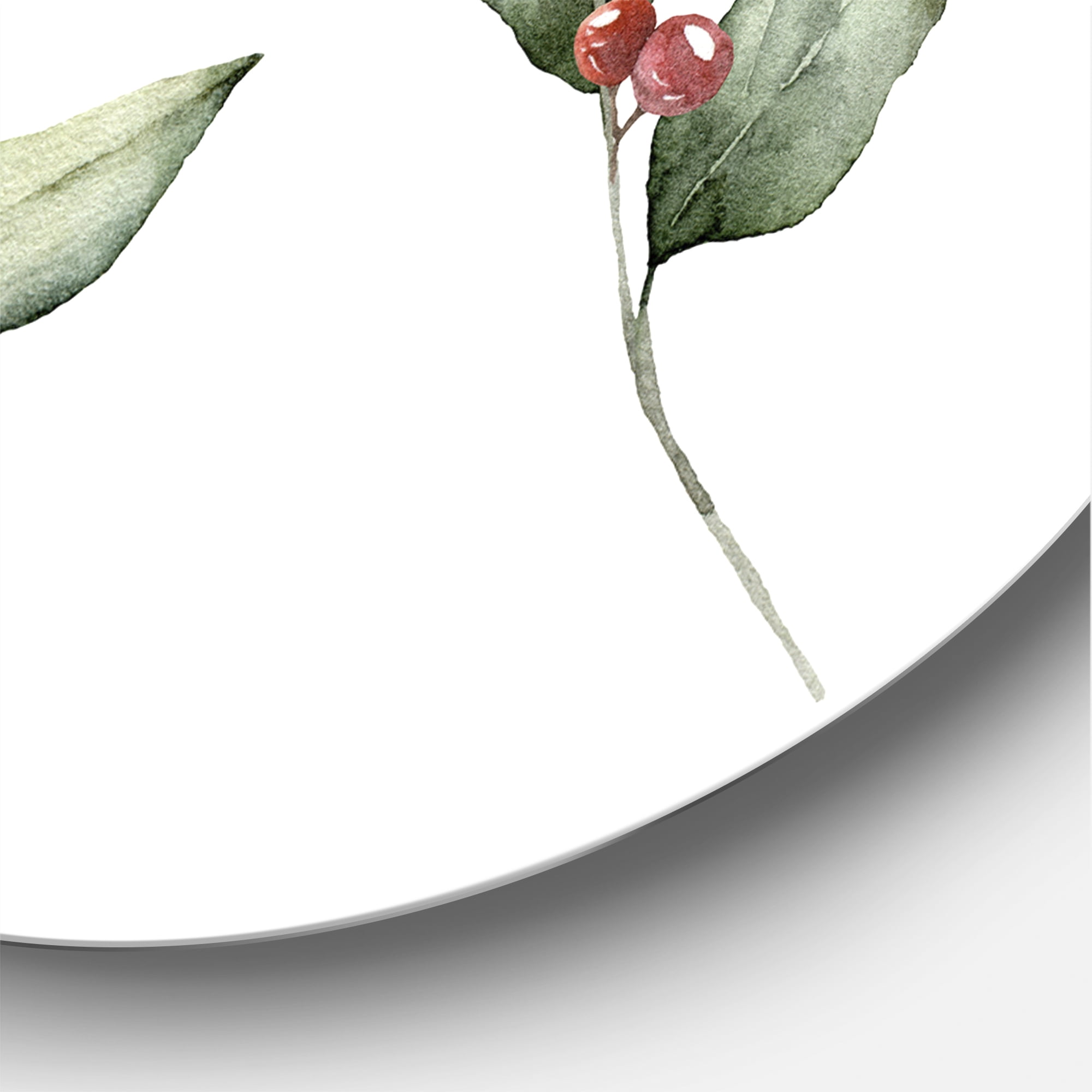 Designart 'Christmas Set Red Berrie With Branches' Traditional Circle Metal Wall Art 23x23 - Disc of 23