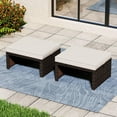 thumbnail image 2 of WYDK 2 Pieces Patio PE Rattan Ottomans, Multipurpose Outdoor Footstool Footrest Additional Seating Side Table with Soft Zippered Cushions for Deck, Garden, Poolside and Yard (White), 2 of 9
