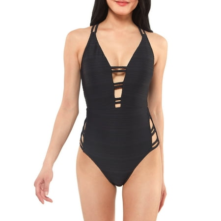 Must Have Jessica Simpson Women S Contemporary Basic Solids Double Strap Plunge One Piece Swimsuit From Jessica Simpson Accuweather Shop