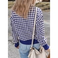 thumbnail image 2 of DOKOTOO Women's Long Sleeve Plaid Knit Cardigan - Pearl Button, Loose Fit, Vintage Style, 2 of 5