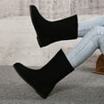 thumbnail image 5 of Bnwani Women Boots Ankle Pile Toe Flat Comfortable Knight Suede Boot Black Size 5.5, 5 of 7