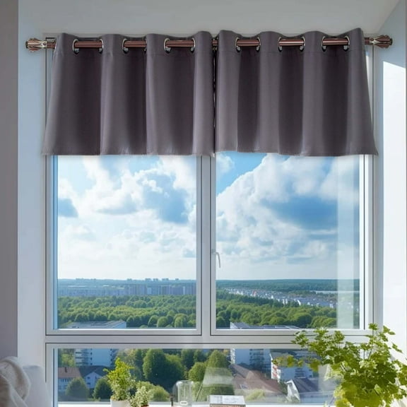 Taupe Blackout Thermal Insulated Window Treatment Grommet Curtain Valance, Valance for Window Grommet Window Kitchen Valance Darkening Valance for Living Room Bedroom Thermal Short Curtain