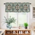thumbnail image 5 of 3 Piece Kitchen Curtains and Valances Set Teal Green Boho Boho Cafe Curtains 36 Inch Length Abstract Medieval Vintage Floral Valance & Tier Curtain for Living Room Bedroom Window 54"x18"+27"x36"*2, 5 of 6