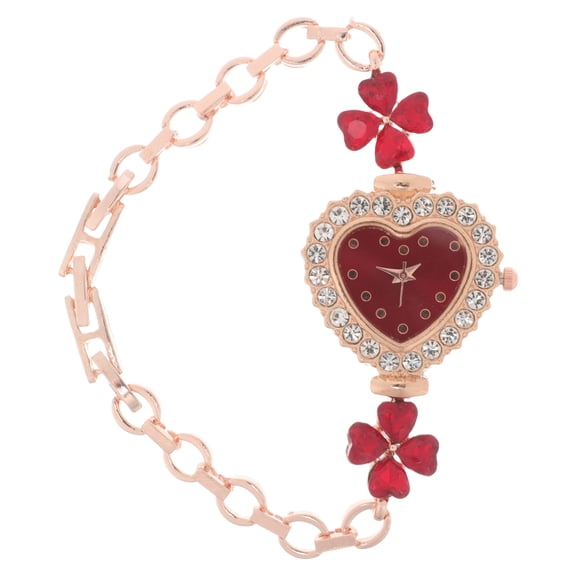 UPOUART Delicate Red Heart Wrist Watch with Quartz Movement for Stylish Decoration