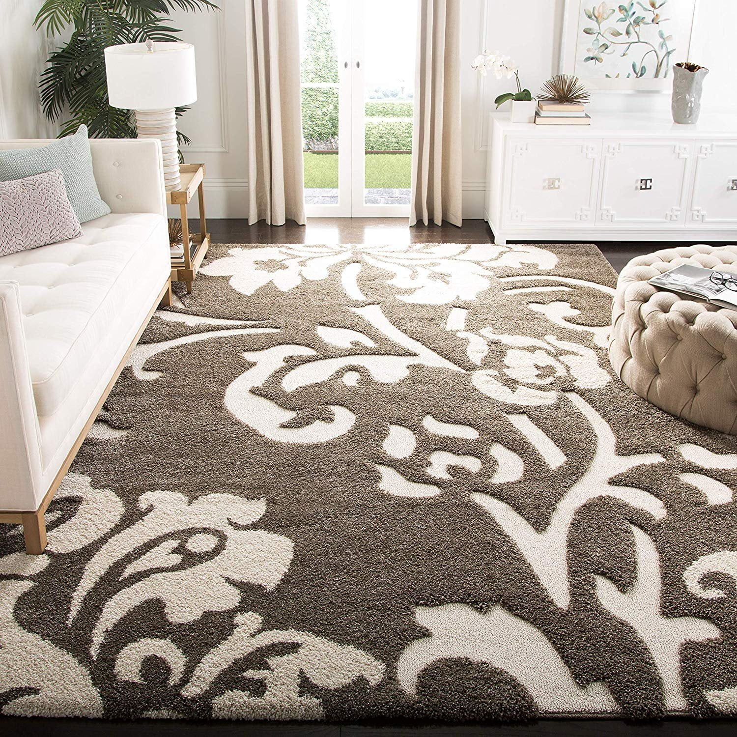 Safavieh Florida Shag Collection SG458-7913 Smoke and Beige Area Rug (8 ...