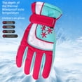 thumbnail image 2 of 1 Pair Skiing Gloves Non-slip Durable Fastener Tape Knitting Thread Cuff Exquisite Embroidery Windproof Keep Warm Contrast Colors Winter Outdoor Kids Snow Gloves for Skiing, 2 of 8
