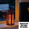 thumbnail image 4 of 3-Pack Moroccan Candle Lantern Holder - Decorative Lamp for Tabletop or Hanging Use, Indoor or Outdoor Porch Patio - Haloween, Ramadan, Weddings and Holidays, Medium, Amber/Orange, 4 of 10
