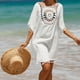 thumbnail image 3 of Traje de baño de gran tamaño para mujer, traje de baño para cubrir la playa, Tops de playa recortados con borla, blanco, 3 of 5