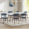 thumbnail image 2 of EOP Wooden Dining Chairs Set of 4, Farmhouse Kitchen Side Chairs with Foot Pegs, Mid-Century Modern Fabric Upholstered Dining Room Chairs for Kitchen, Dining Room, Blue, 2 of 9