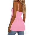 thumbnail image 5 of Camisole Tops For Women Casual Pink V Neck Solid Color Tank Sleeveless Tank Summer Tops For Women, 5 of 6
