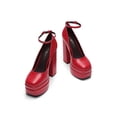 thumbnail image 2 of Women's Comfortable Chunky Platform Square Toe Heels Ankle Strap Dress Pumps for Fashion Party - Solid Color Fall Winter 2026 Shoes, 2 of 7