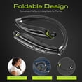 thumbnail image 2 of Bluetooth Headset, 2024 Upgraded Neckband Bluetooth Headphones with Retractable Earbuds, Noise Cancelling Stereo Earphones with Mic, Foldable Wireless Headphones for Sports Office with Carry Case, 2 of 5