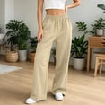 thumbnail image 7 of Women's Elastic Waist Pocket Sports Pants, 100% Polyester Soft Fabric, Multi-Pockets Casual Joggers, Workout Athletic Gym Running Hiking Travel, Womens Pants Straight | VerBelle,Beige L, 7 of 7