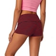 thumbnail image 5 of PWPSG Women's Striped High Waist Tight Biker Shorts, Tummy Control Slim Fit for Yoga Workout Daily Wear Red M, 5 of 6