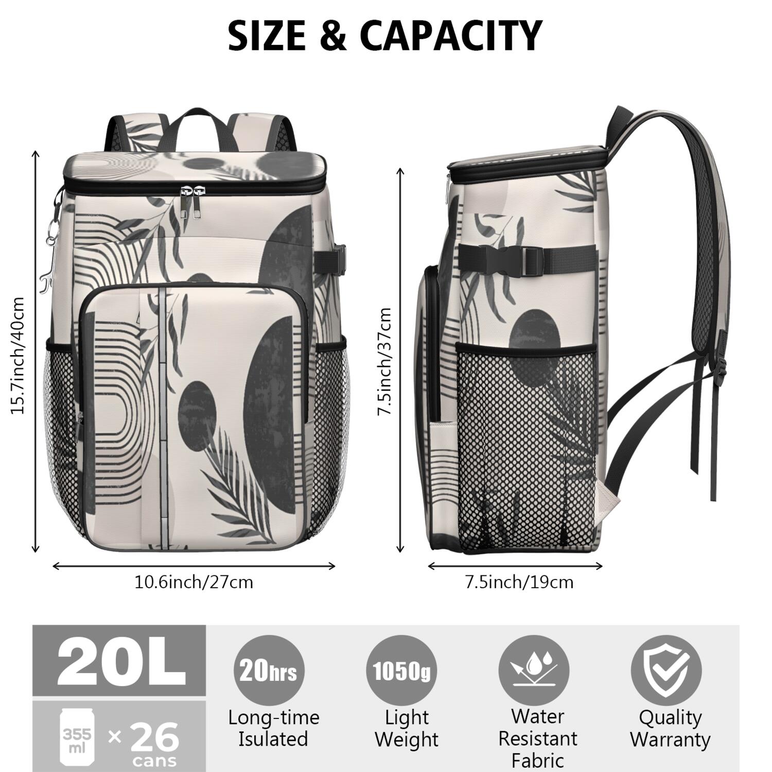 Travel Cooler Bag - Boho Bohemian Art Camping Beer Cooler Backpack with Bottle Opener- Waterproof Insulated Picnic Backpacks - Cooler Bag for Beach