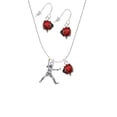 thumbnail image 2 of Delight Jewelry Silvertone Large Softball Pitcher Red Lucky Ladybug Necklace and Dangle Earrings Set, 2 of 6