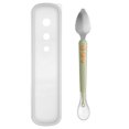 thumbnail image 1 of Cuchara de comida de silicona para bebé de doble cabeza Hukapapa, barro raspador portátil. Suministros de destete LED para bebé, 1 of 5