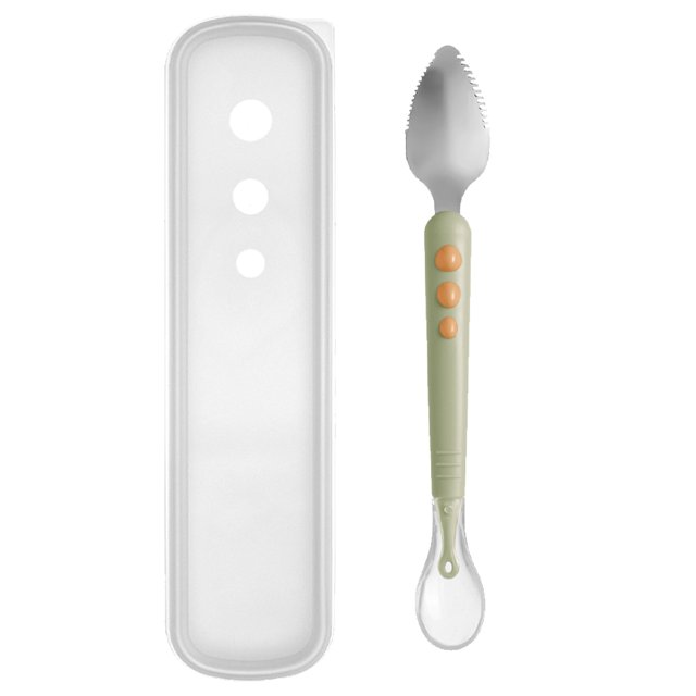 Cuchara de comida de silicona para bebé de doble cabeza Hukapapa, barro raspador portátil. Suministros de destete LED para bebé