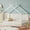 Blanc Twin Taille Maison Forme, variante sur Lit Montessori au Sol Format Simple avec Toit et Garde-Corps, Cadre de Lit au Sol en Bois Style Maisonnette Sécuritaire, Cadre de Lit Montessori Simple, Lit Maison en Bois pour Garçons, Chambre de Filles, Blanc