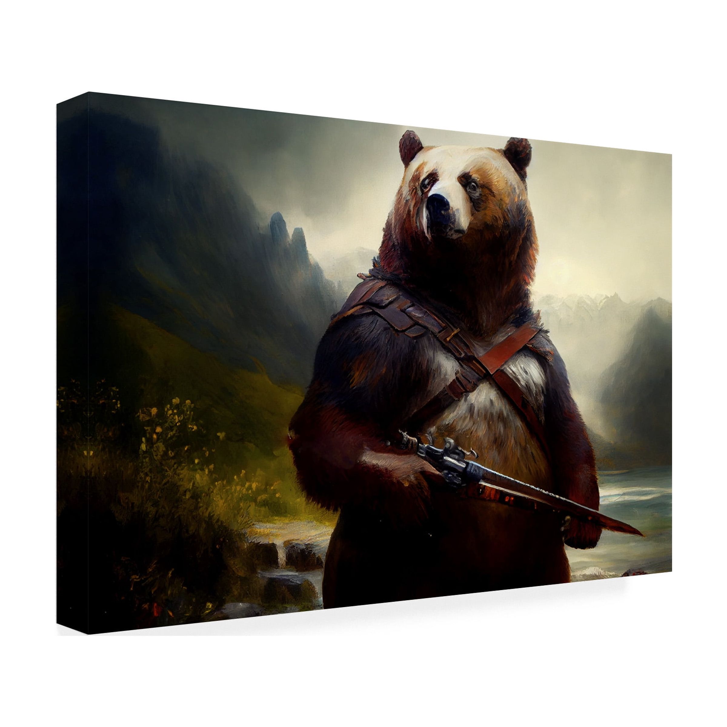 Canvas Wall Art - Sasha 'Warrior Bear II' Wall Art for Living Room, Bedroom, or Office DÃ©cor by Trademark Fine Art - 32 x 22 Inches