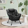 thumbnail image 5 of Pirecart Lazy Chair Large Accent Chair, Modern Reading Chair with Side Pocket, Comfy Living Room Chair, Lounge chair for Bedroom, Dorm, Black, 5 of 9