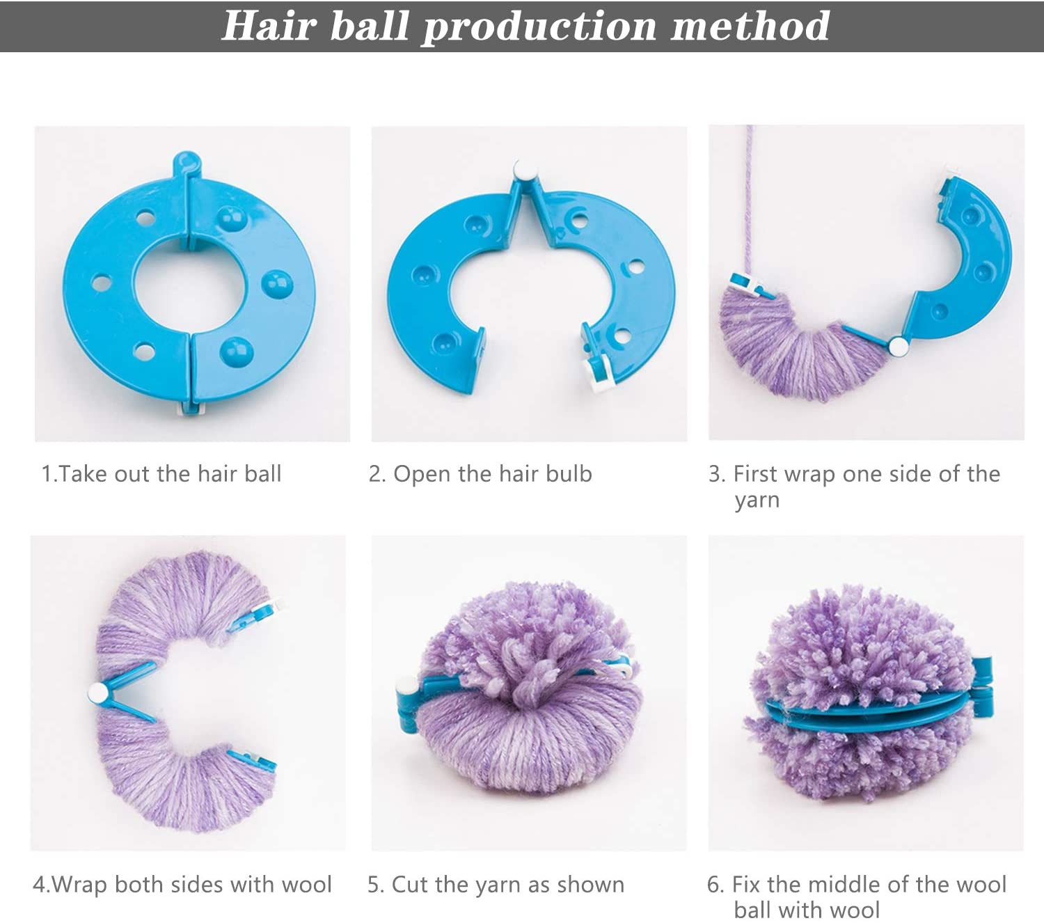 8 Pcs Pompom Maker 4 Sizes Pom Pom Maker Craft Fluff Ball Weaver Kit Pom Pom Maker Pom Pom Template Fluff Ball Diy Needle Craft Tool Kit For Kids Adults - image 4 of 9
