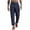 Navy, variant on Button Fly Linen Blend Ankle Cargo Pants for men, Solid Breathable Multi Side Pocket Casual Trousers