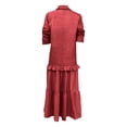 thumbnail image 5 of Guieoi Plus Size Womens Dresses Denim-Print Collared Long-Sleeve Top Maxi Dress Red XL, 5 of 5
