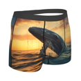 thumbnail image 2 of KLL Sunset Ocean Whale Men's Cotton Boxer Briefs Underwear-Medium, 2 of 8