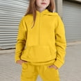 thumbnail image 5 of Glisme Girl Outfits Long Sleeve Hooded Pullover And Jogger Pants Set Casual Two Piece Comfy Tracksuit Popular Girls Clothing Yellow Size 5-6 Years, 5 of 9