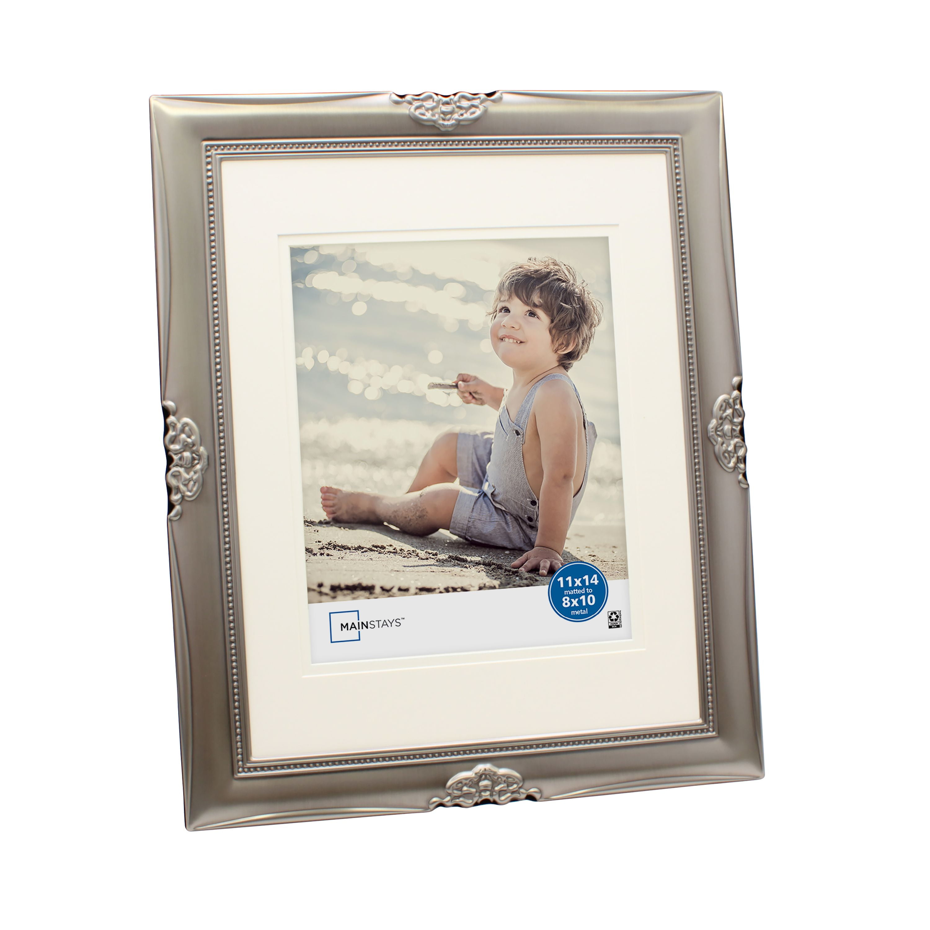 Mainstays 11" x 14" Rectangle Metal Tabletop Picture Frame, Pewter