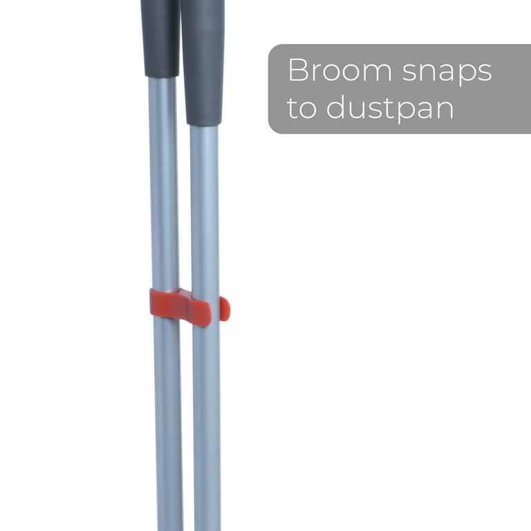 Smart Design Dustpan Broom Set - Non-Slip Comfort Grip Handle - Standing Upright