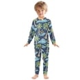 thumbnail image 3 of Palm Tree Wave Pattern Cotton Pajamas 2 Piece Set Sleepwear Soft and Comfortable Homewear Nightwear, 3 of 7