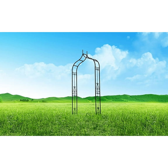 Garden Arch Arbor Arbour Trellis Archway for Climbing Plants Roses Vines Support Rack, Outdoor Garden Lawn Backyard Patio, Matte Black