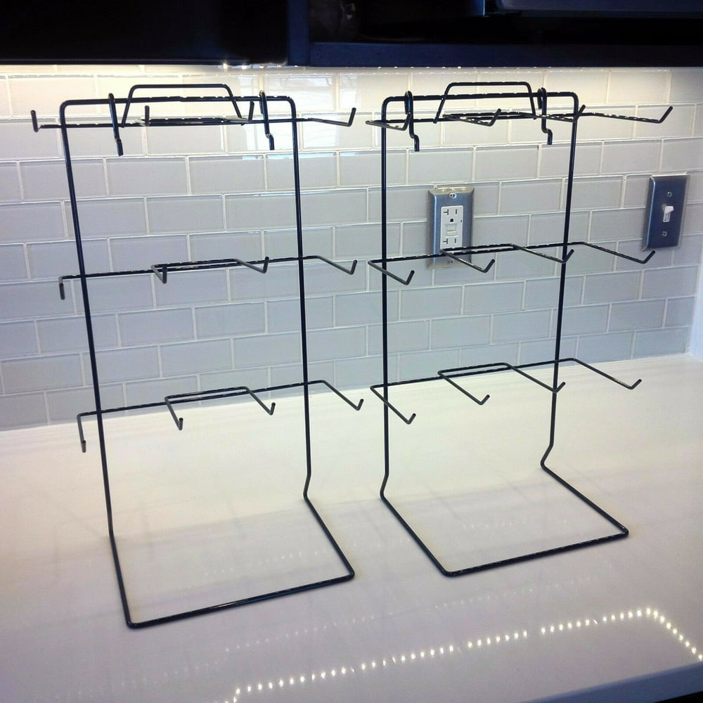 Counter Top Display Rack W/ 12 Peg Hook in Black Finish Lot of 2