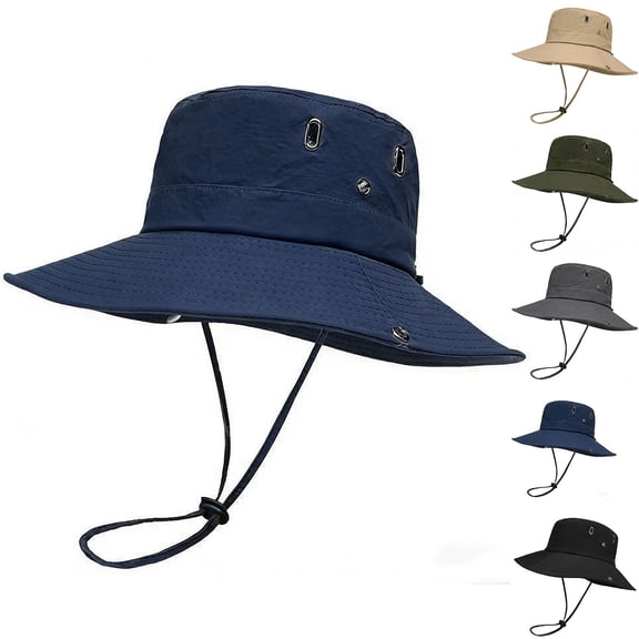 Sun Hat for Men,UPF50 Wide Brim Boonie Hat Sun Hat Foldable Mesh Lined Fishing Hat for Sai Hiking Beach Garden Dark Blue