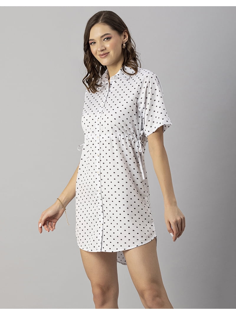 elbow sleeve dress knee length Moomaya Womens Printed Dress, Elbow Sleeves Buttoned Down Collared Knee  Length Dress