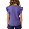 thumbnail image 3 of Chiccall Summer Girls Tank Tops Ribbed Solid Color Casual Comfy Sleeveless T Shirts Round Neck Ruffle Sleeve Thick Strap Undershirts Fashion Shirts for Kids, 3 of 6