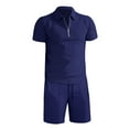 thumbnail image 3 of Short Sets for Men Summer Casual Short Sleeve Quarter Zip Polo Shirt and Shorts 2 Piece Matching Set Tracksuit, 3 of 5