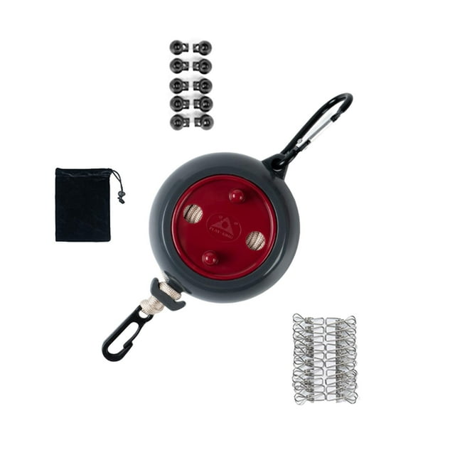 Cuerda de tendedero de viaje portátil Sunnimix Línea de ropa de camping ajustable 8m con Bolsa Rojo
