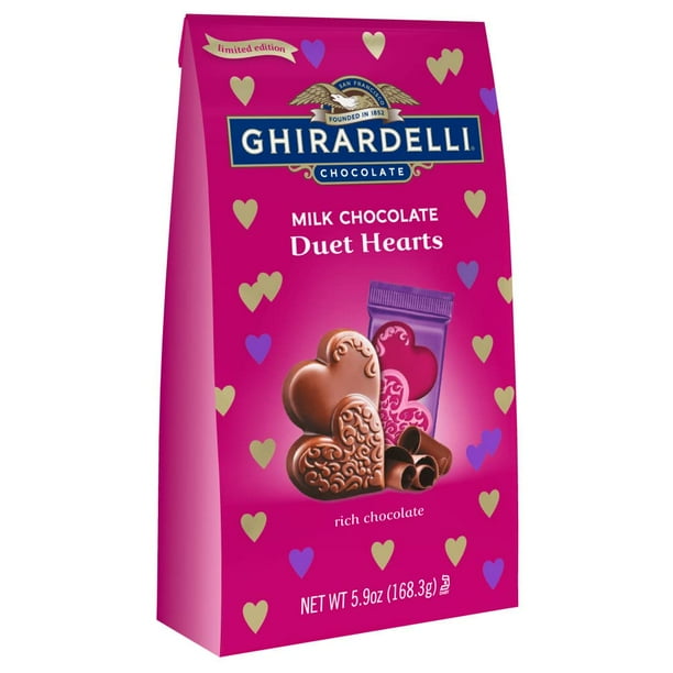 Ghirardelli Chocolate Company Milk Chocolate Caramel Duet Hearts, Heart