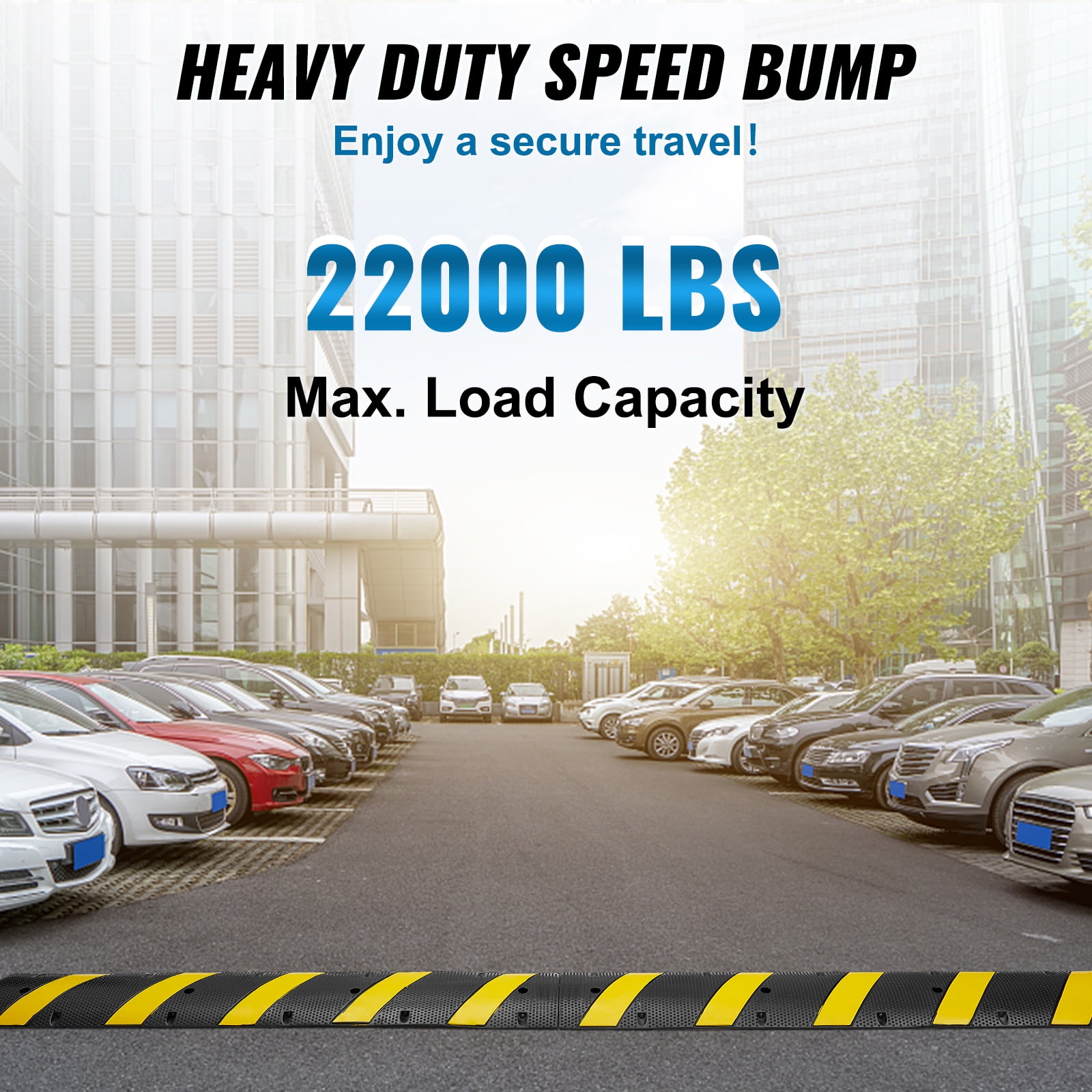 SKYSHALO 2 PCs 72'' Rubber Speed Bump 2 Channel Load Heavy Duty Speed Hump 22000lbs