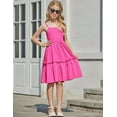 thumbnail image 3 of Arshiner Girls Tie Back Summer Dresses Casual Hot Pink Princess Clothes A-Line Swing Beach Outfit with Pockets Tween Size 14 Dresses, 3 of 7
