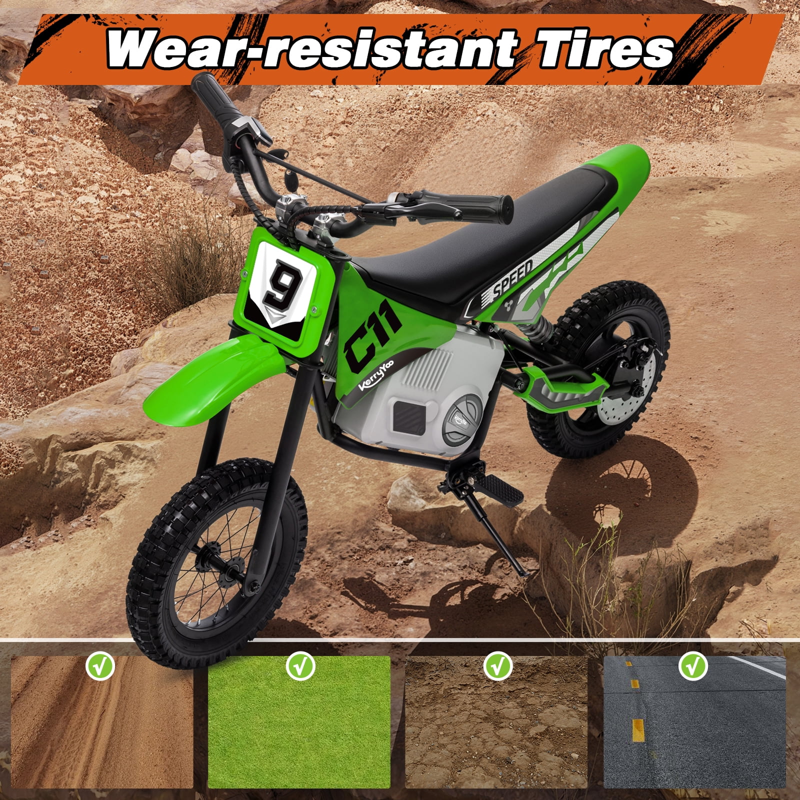 Kerry Yoo C11 36V Electric Dirt Bike for Kids 8-14, 350W Ride on